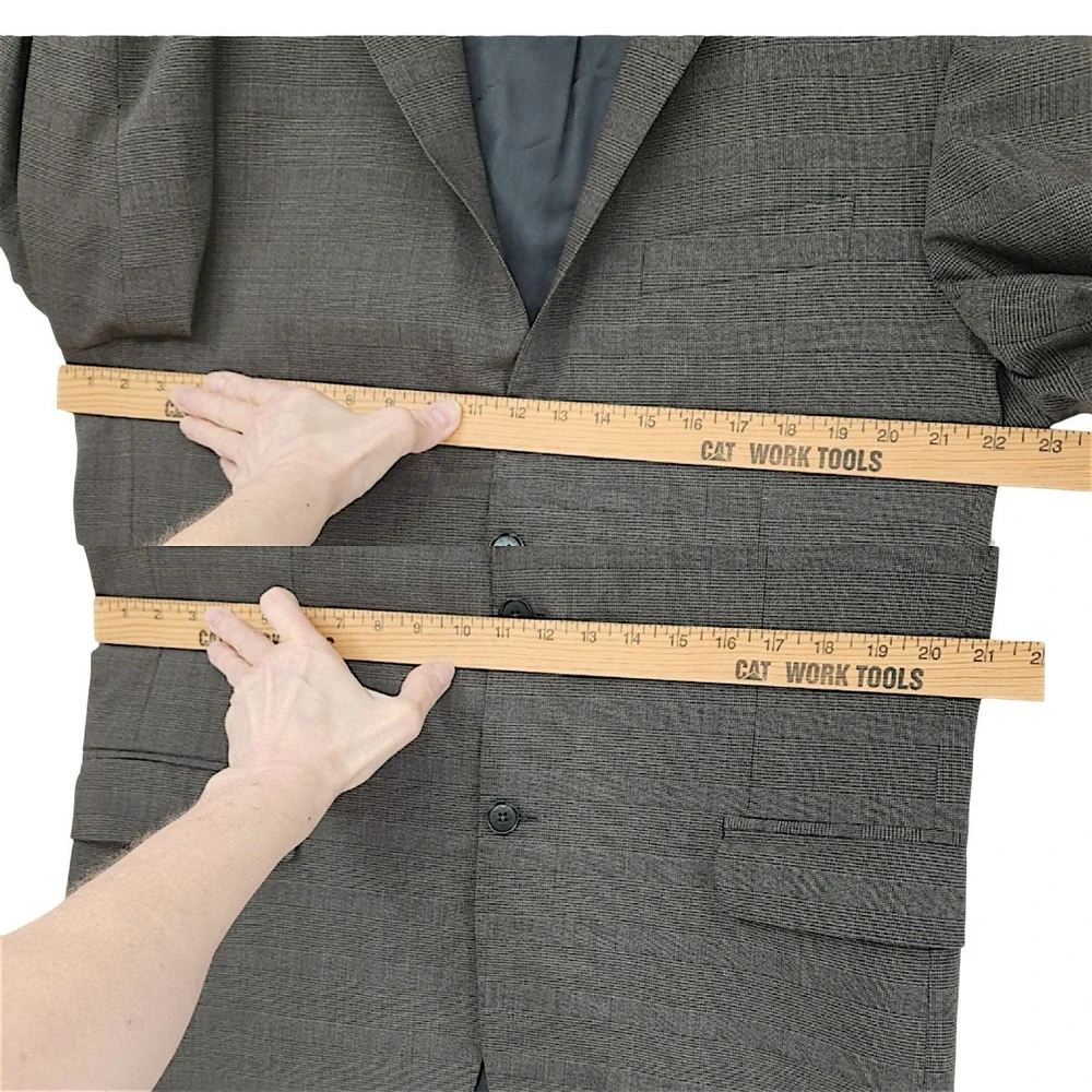 Vtg Pierre Balmain Blazer 44R Mens Gray Glen Check Plaid Wool Sport Coat Italian